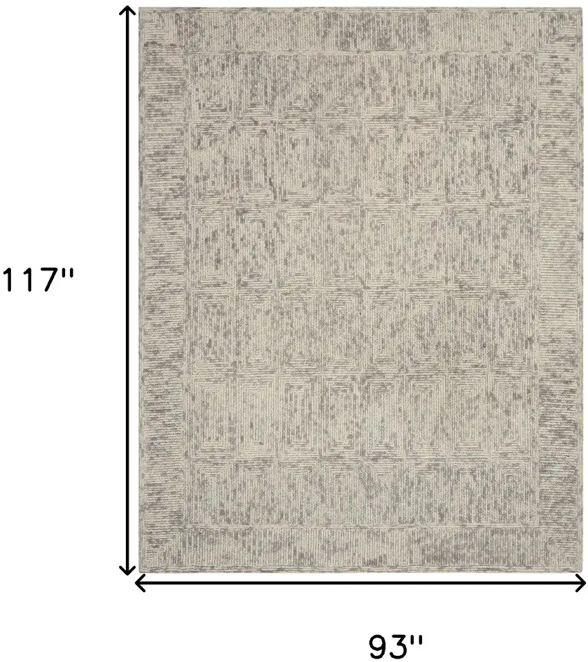 Ivory and Gray Wool Geometric Area Rug Photo 3