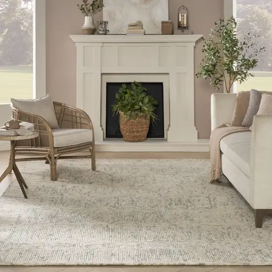 Ivory and Gray Wool Geometric Area Rug Photo 4