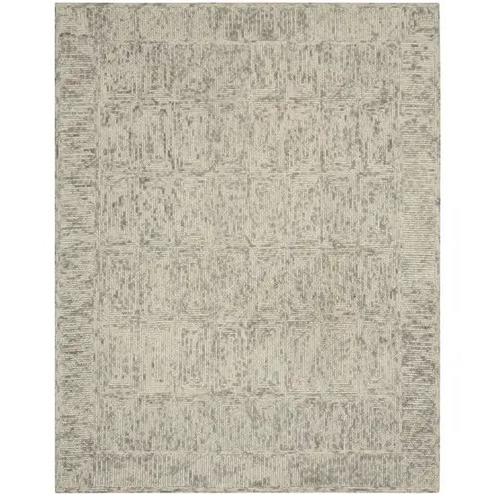 Ivory and Gray Wool Geometric Area Rug Photo 1