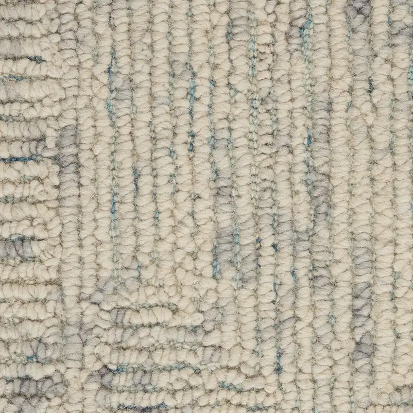 Ivory and Gray Wool Geometric Area Rug Photo 7