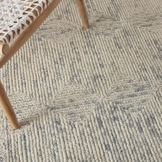 Ivory and Gray Wool Geometric Area Rug Photo 4