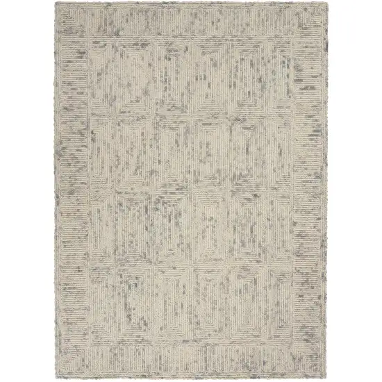 Ivory and Gray Wool Geometric Area Rug Photo 1