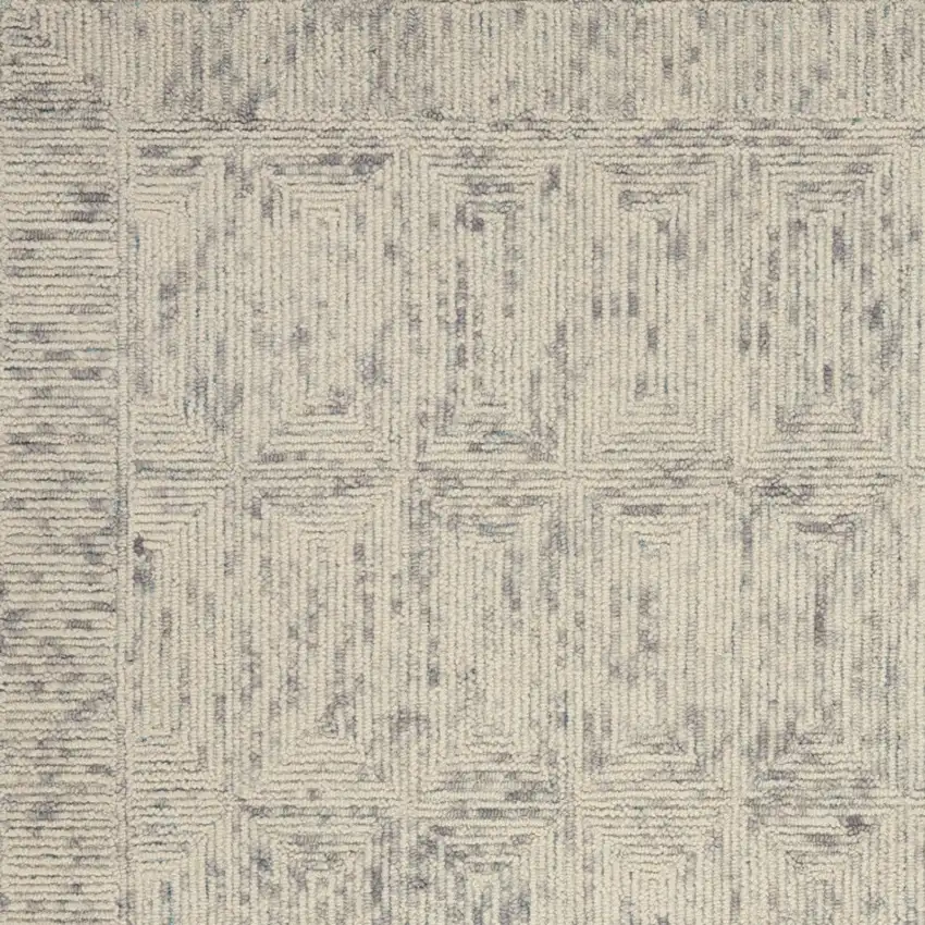 Ivory and Gray Wool Geometric Area Rug Photo 4