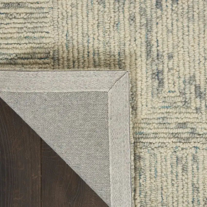 Ivory and Gray Wool Geometric Area Rug Photo 8