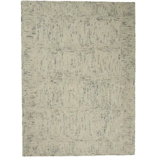 Ivory and Gray Wool Geometric Area Rug Photo 1