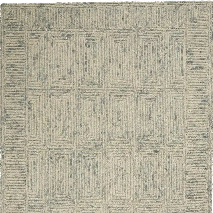 Ivory and Gray Wool Geometric Area Rug Photo 3