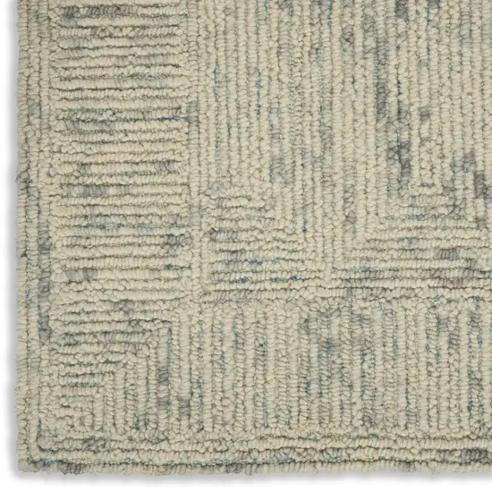 Ivory and Gray Wool Geometric Area Rug Photo 7