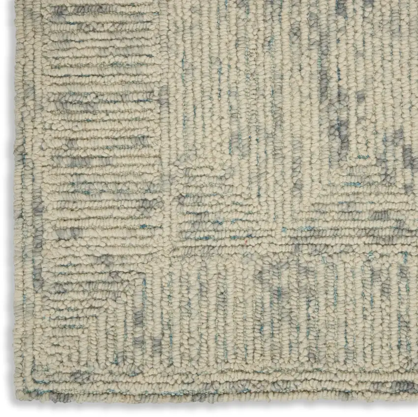 Ivory and Gray Wool Geometric Area Rug Photo 7