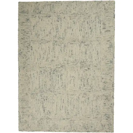 Ivory and Gray Wool Geometric Area Rug Photo 4