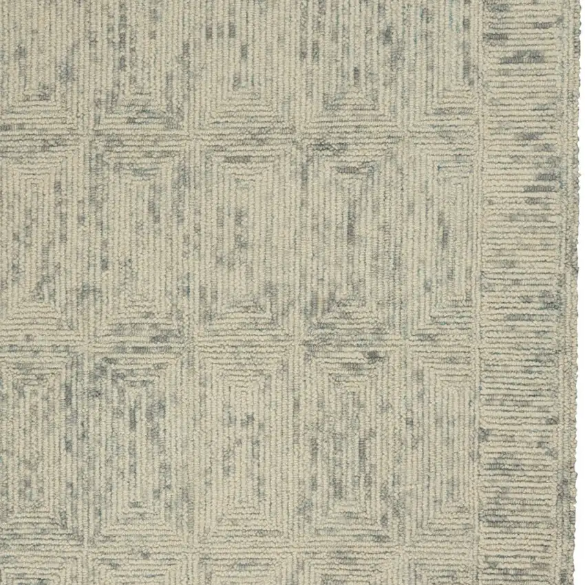 Ivory and Gray Wool Geometric Area Rug Photo 4