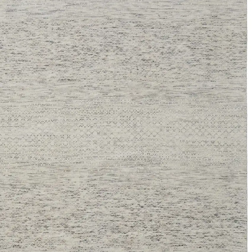 Ivory and Gray Wool Hand Knotted Area Rug With Fringe Photo 4