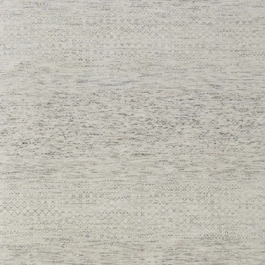 Ivory and Gray Wool Hand Knotted Area Rug With Fringe Photo 9