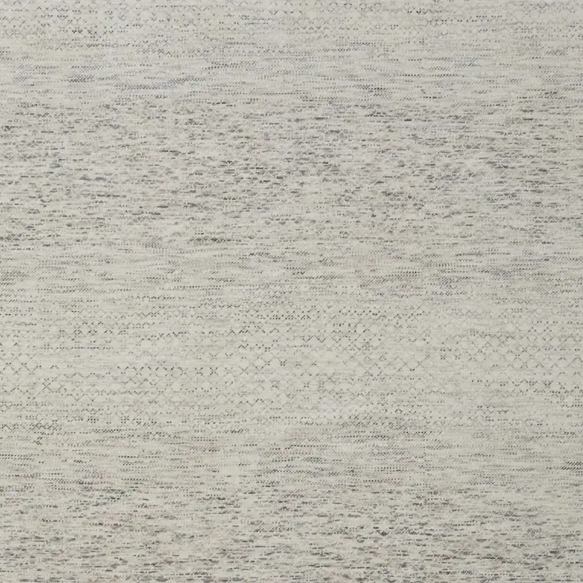 Ivory and Gray Wool Hand Knotted Area Rug With Fringe Photo 9
