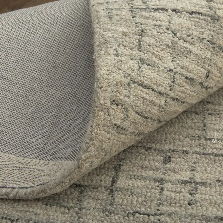 Ivory and Gray Wool Hand Tufted Distressed Area Rug Photo 9