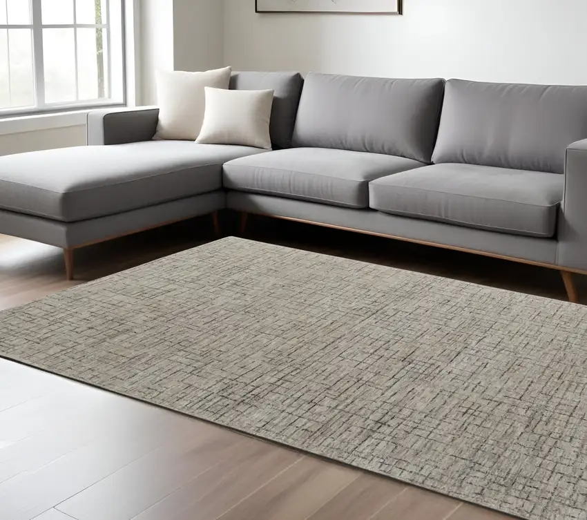 Ivory and Gray Wool Hand Tufted Distressed Area Rug Photo 1