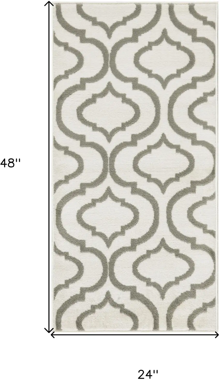 Ivory and Green Trellis Area Rug Photo 3