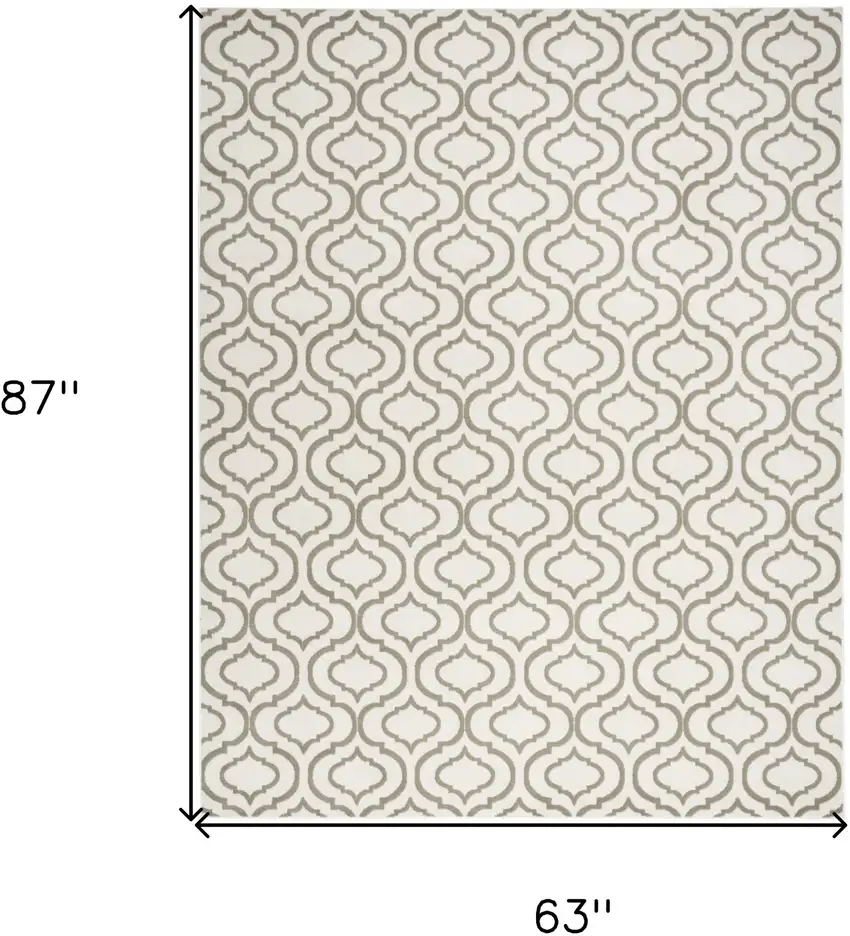 Ivory and Green Trellis Non Skid Area Rug Photo 3