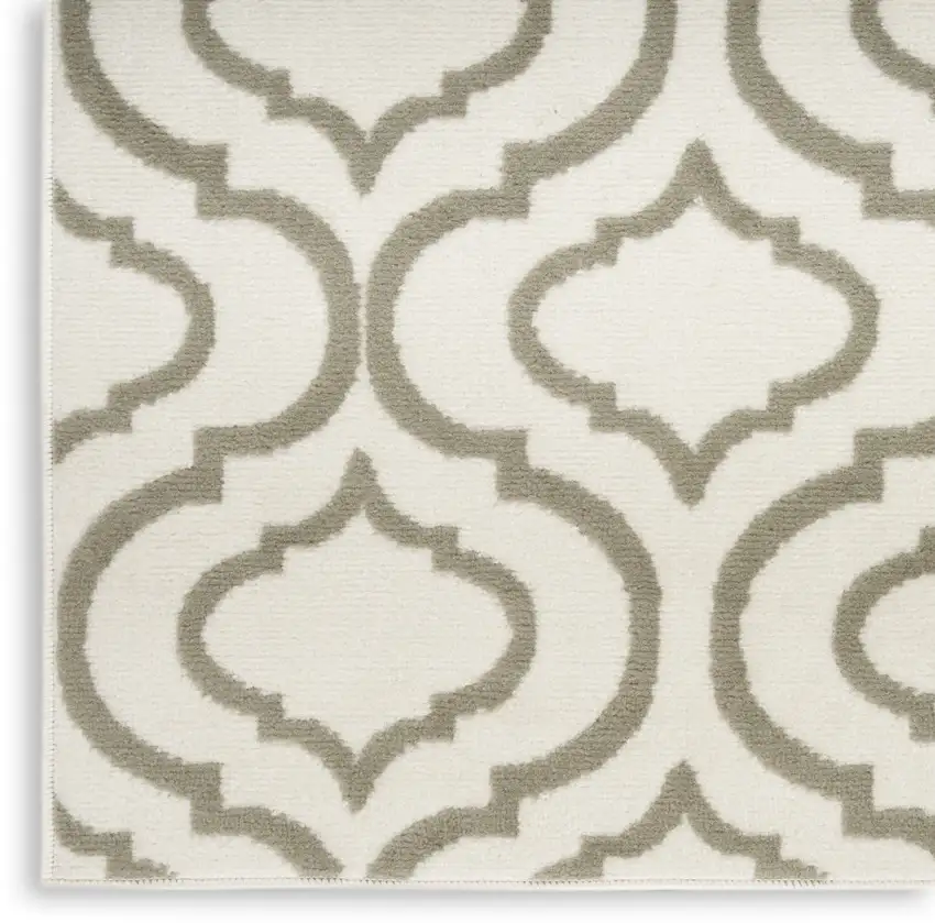 Ivory and Green Trellis Non Skid Area Rug Photo 7
