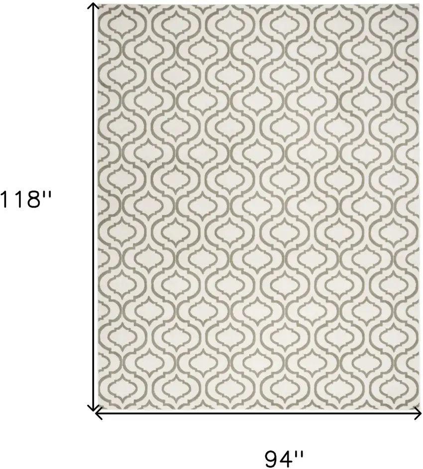 Ivory and Green Trellis Non Skid Area Rug Photo 3