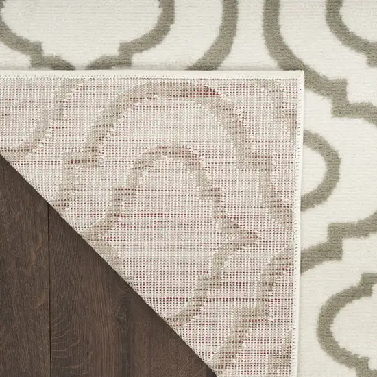 Ivory and Green Trellis Non Skid Area Rug Photo 8