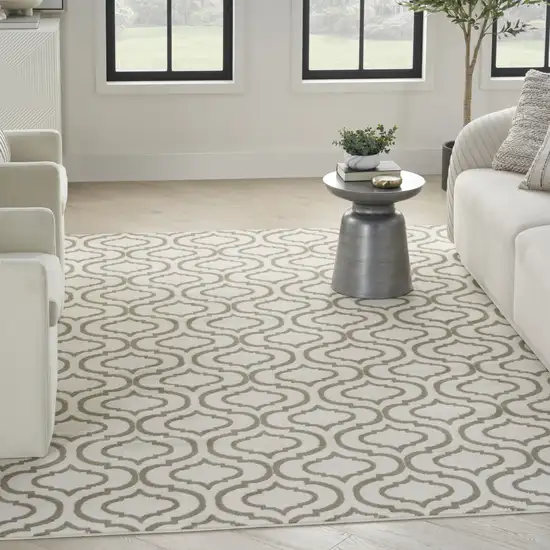 Ivory and Green Trellis Non Skid Area Rug Photo 3