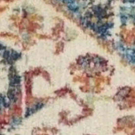Ivory And Blue Oriental Distressed Area Rug Photo 3