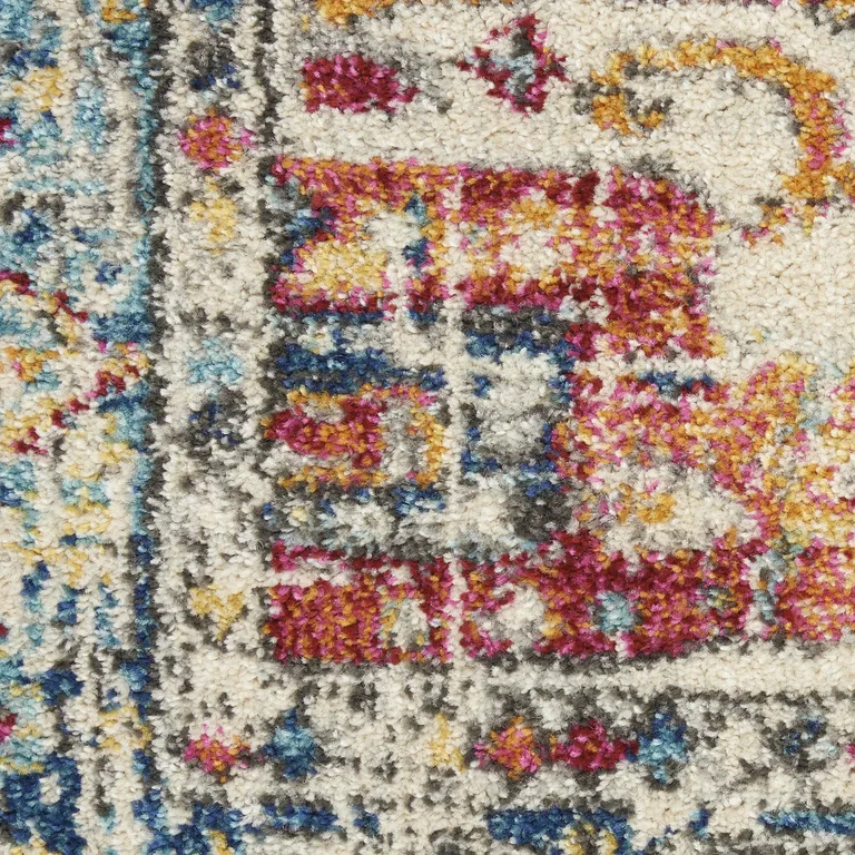 Ivory and Light Blue Distressed Area Rug Photo 3