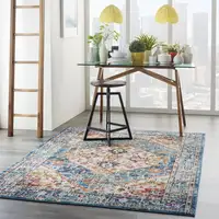 Photo of Ivory and Light Blue Distressed Area Rug