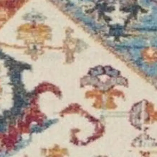 Ivory And Blue Oriental Distressed Area Rug Photo 3