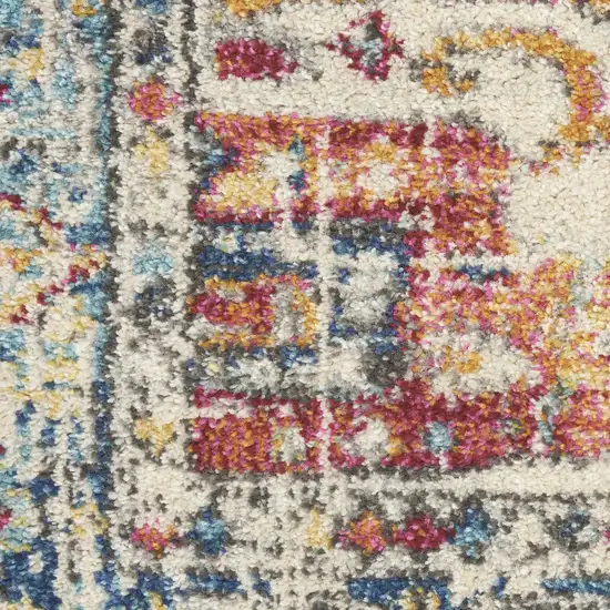 Ivory And Blue Oriental Distressed Area Rug Photo 4