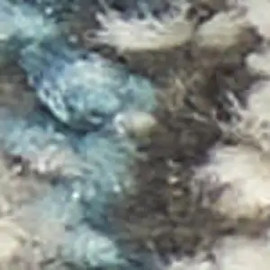 Photo of Ivory and Light Blue Distressed Runner Rug