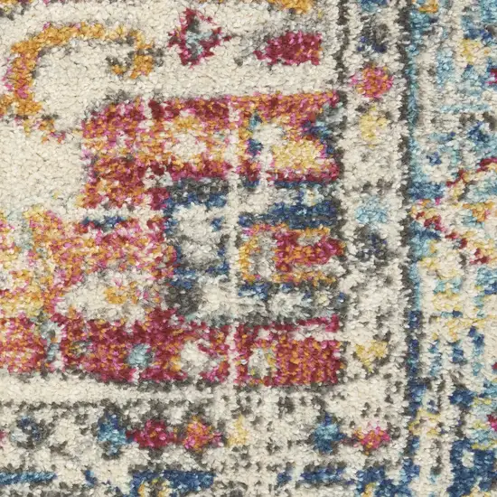 Ivory And Blue Oriental Distressed Area Rug Photo 1