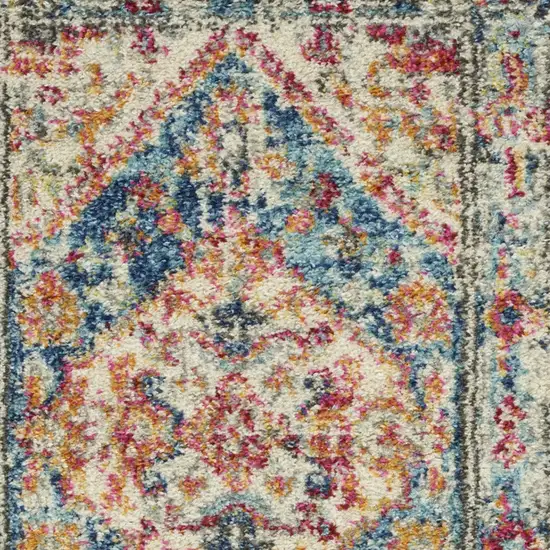 Ivory And Blue Oriental Distressed Area Rug Photo 6