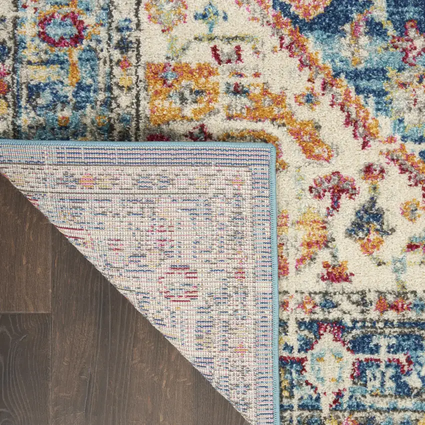 Blue And Ivory Power Loom Area Rug Photo 5