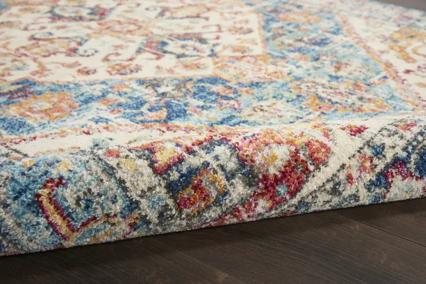 Blue And Ivory Power Loom Area Rug Photo 6