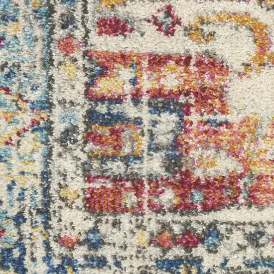 Ivory and Light Blue Distressed Scatter Rug Photo 4