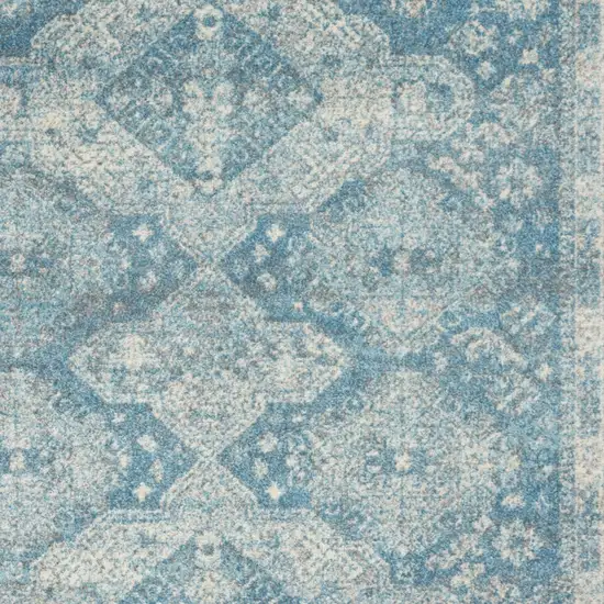 Ivory and Light Blue Medallion Distressed Area Rug Photo 6