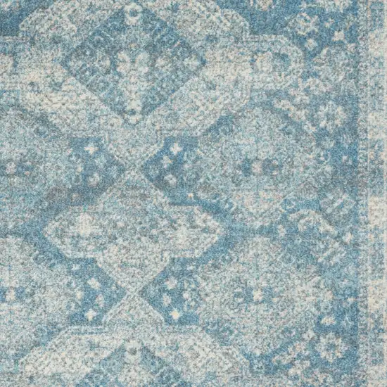 Ivory and Light Blue Oriental Distressed Area Rug Photo 6