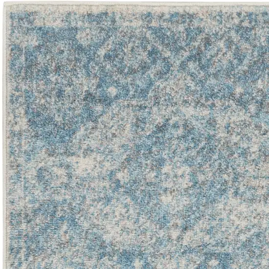 Ivory and Light Blue Oriental Distressed Area Rug Photo 6