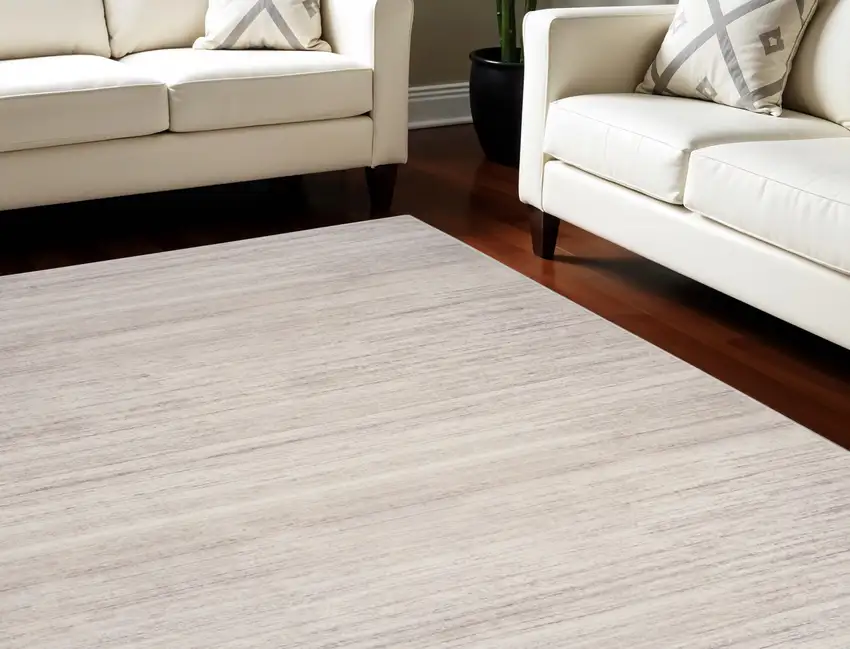 Ivory and Light Brown Abstract Washable Area Rug Photo 1