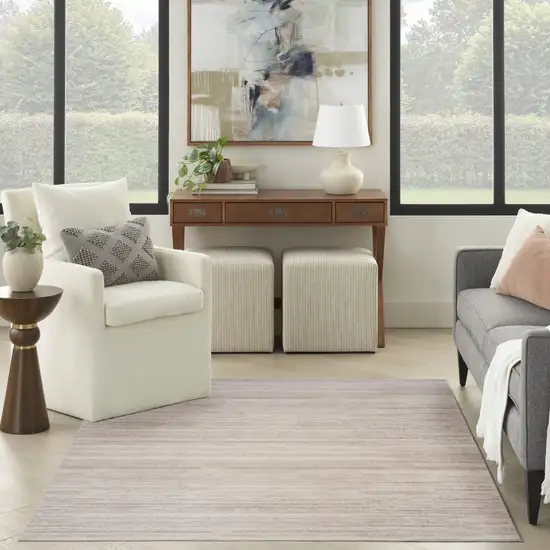 Ivory and Light Brown Abstract Washable Area Rug Photo 6