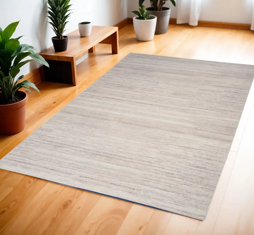 Ivory and Light Brown Abstract Washable Area Rug Photo 1