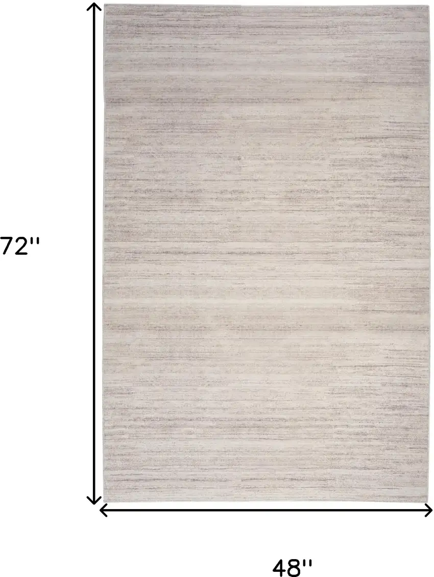 Ivory and Light Brown Abstract Washable Area Rug Photo 3