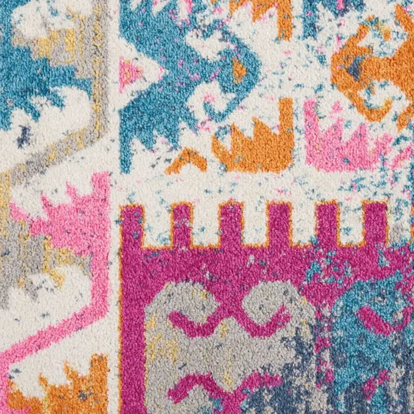 Gray Blue And Orange Ogee Area Rug Photo 5