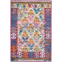 Photo of Ivory and Magenta Tribal Pattern Scatter Rug