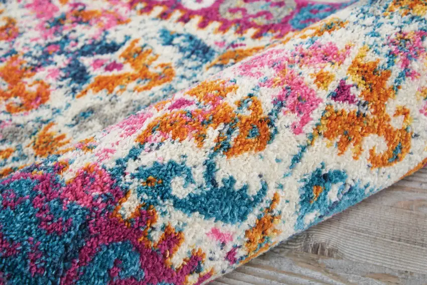 Ivory And Magenta Geometric Area Rug Photo 3