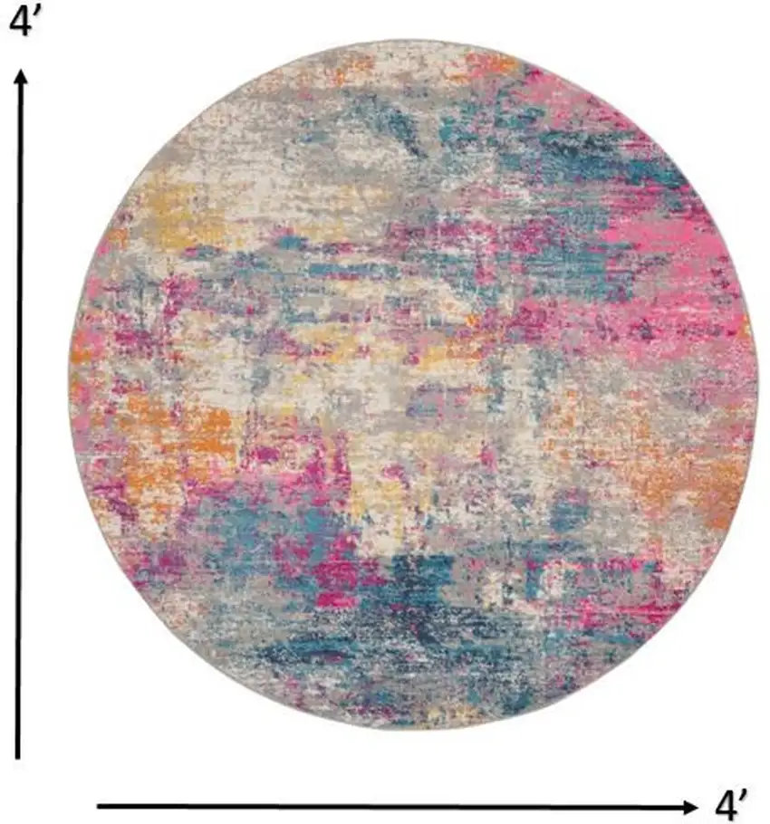 Ivory and Multi Abstract Area Rug Photo 5