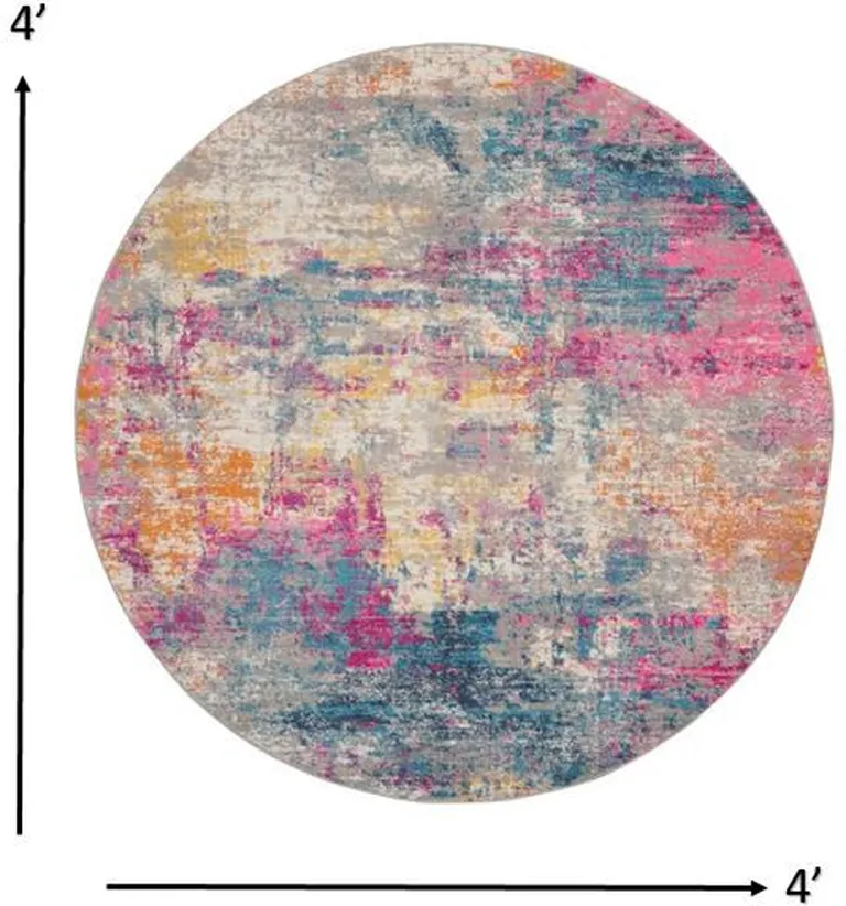 Ivory and Multi Abstract Area Rug Photo 1