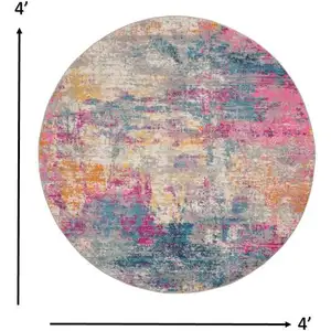Photo of Ivory and Multi Abstract Area Rug