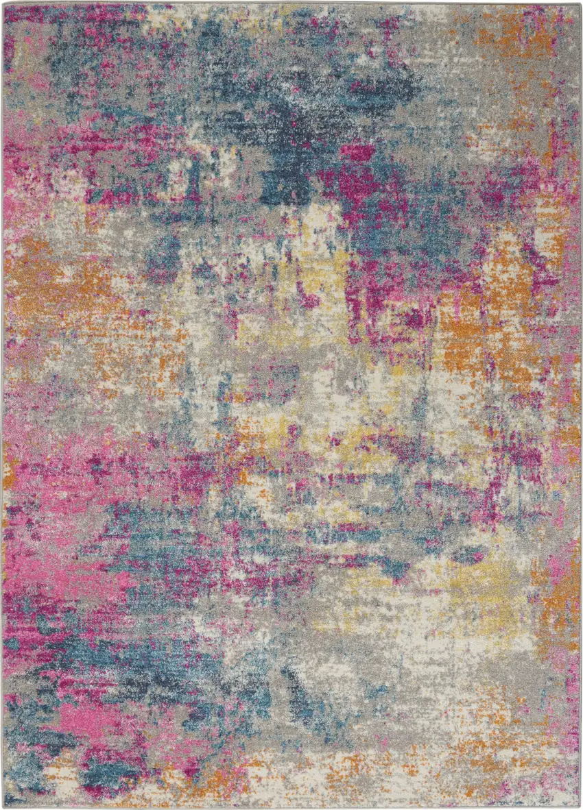 Ivory And Blue Abstract Area Rug Photo 7